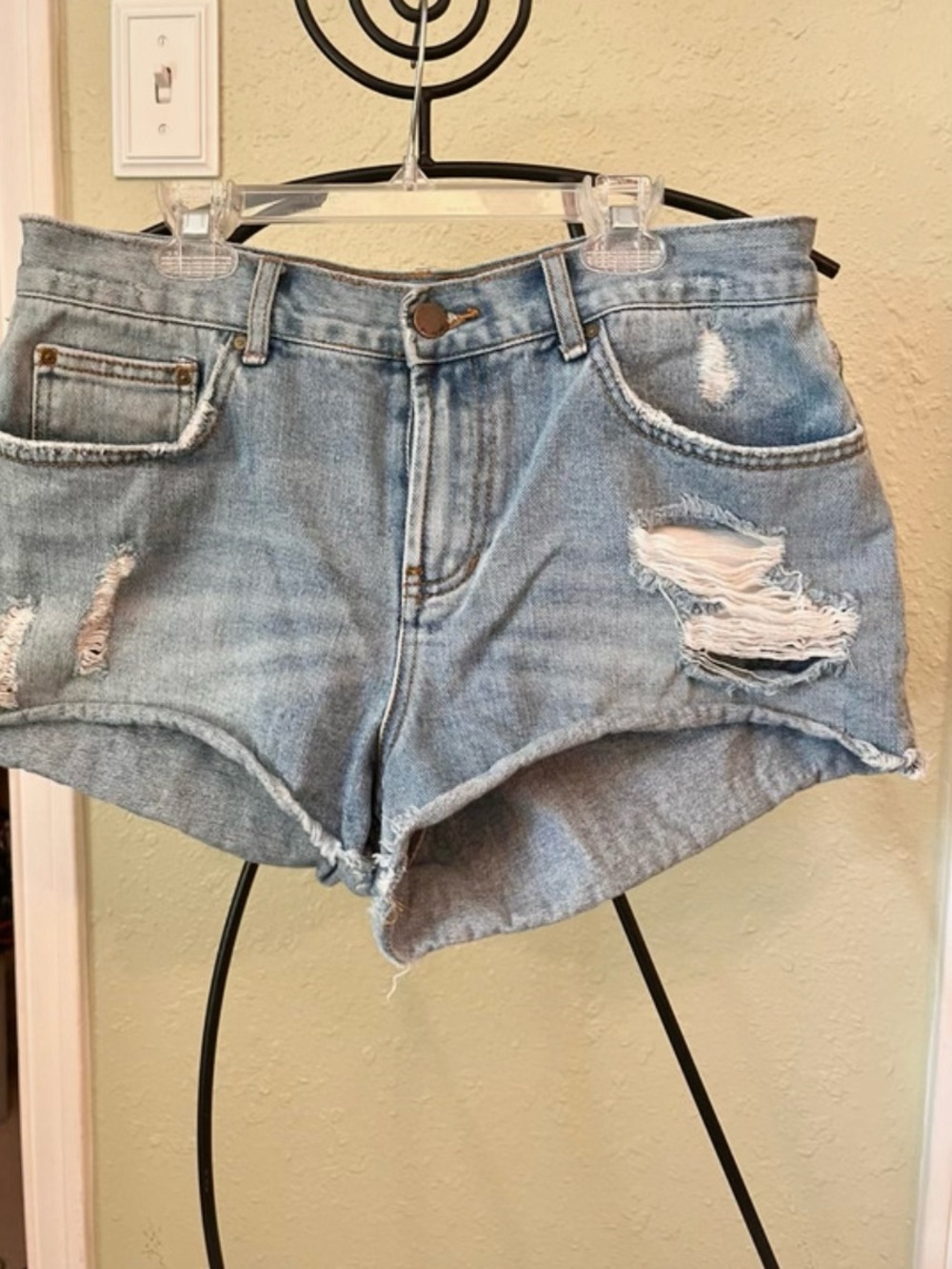 Billabong Light Wash Distressed Denim Cutoff Shorts